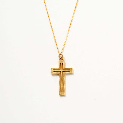 Textured Cross Necklace in 14K Solid Gold