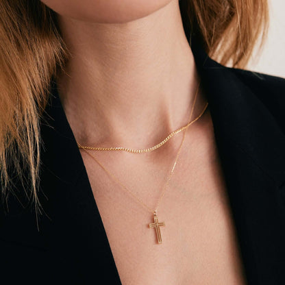 Textured Cross Necklace in 14K Solid Gold