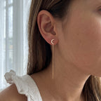 Pave Diamond Moon Threader Earrings