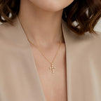 Dainty Small Diamond Cross Pendant Necklace
