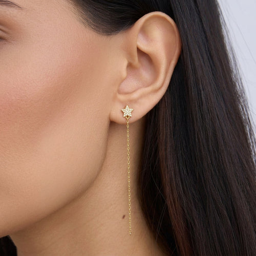 Diamond Star Drop Earrings