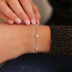 Diamond Pave Three Heart Station Bracelet