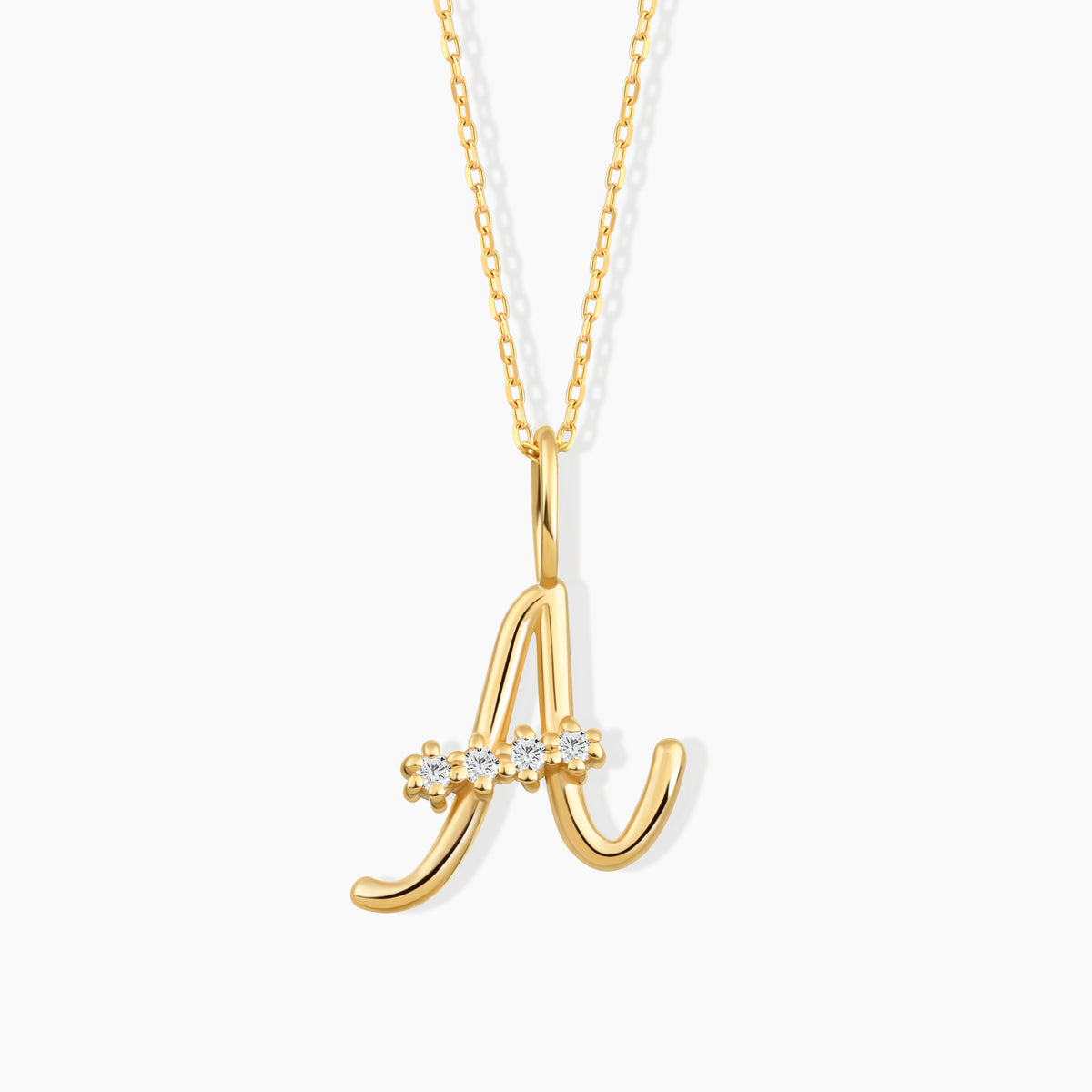 Diamond Cursive Initial Necklace