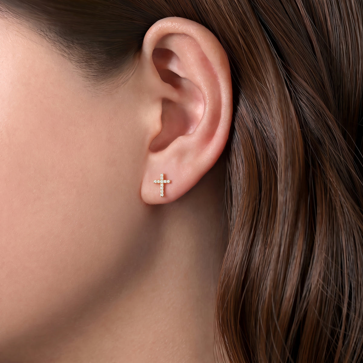 Dainty Small Diamond Cross Earrings