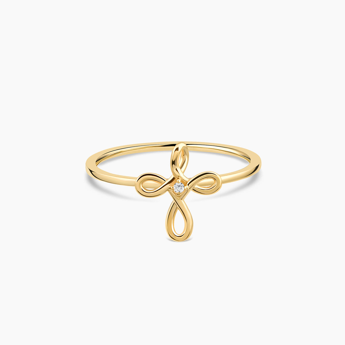 Infinity Cross Ring with Diamond Accent