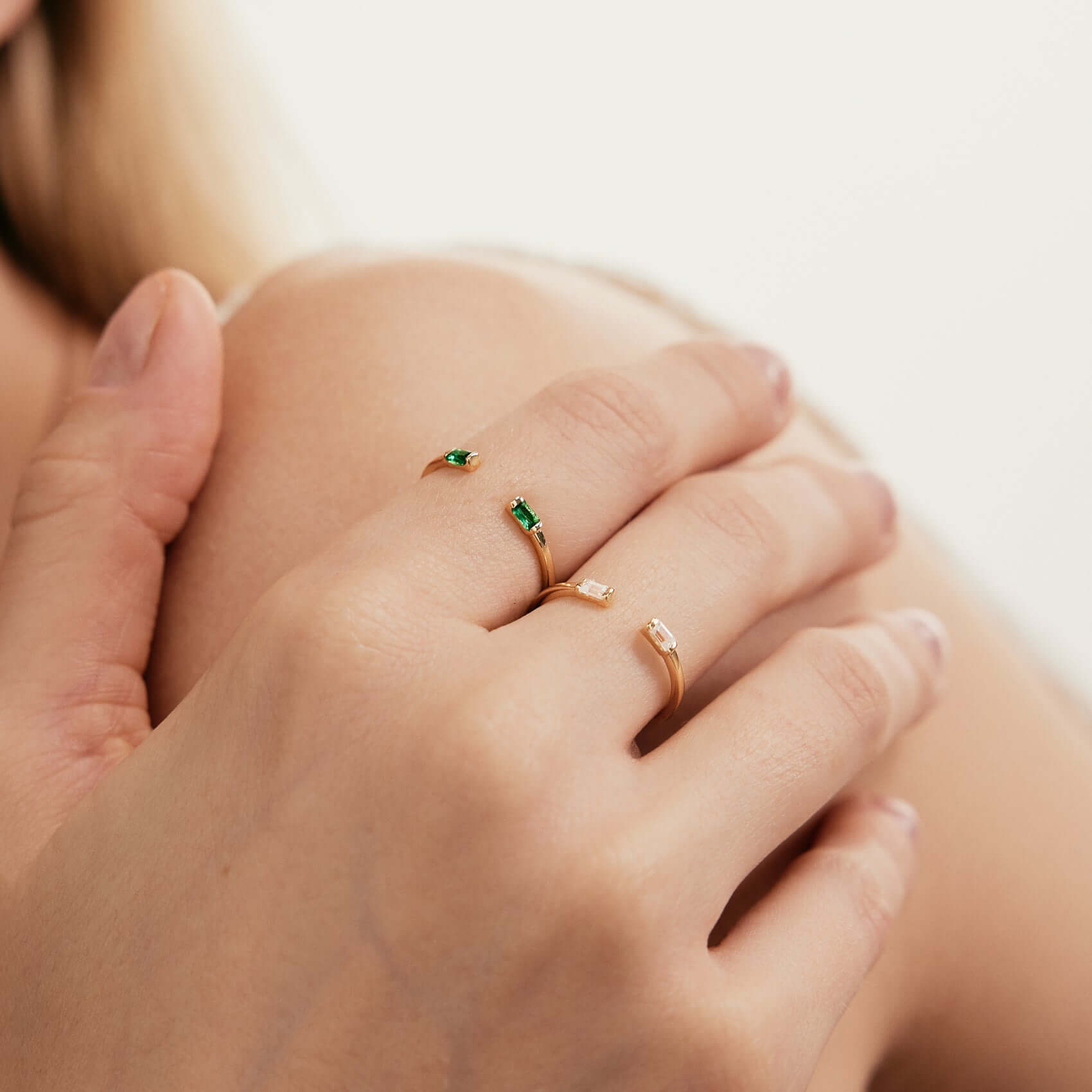 Birthstone Duo Baguette Open Ring