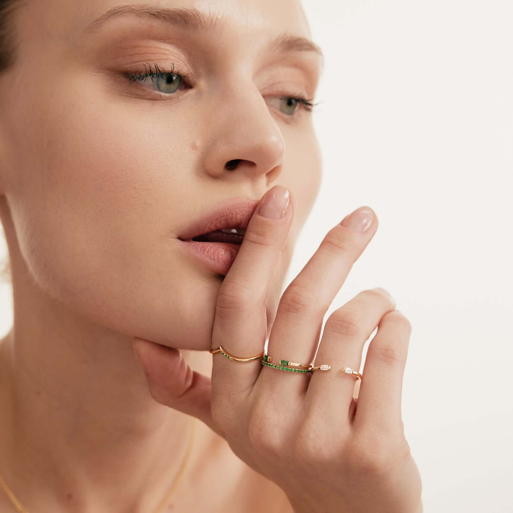 Birthstone Duo Baguette Open Ring