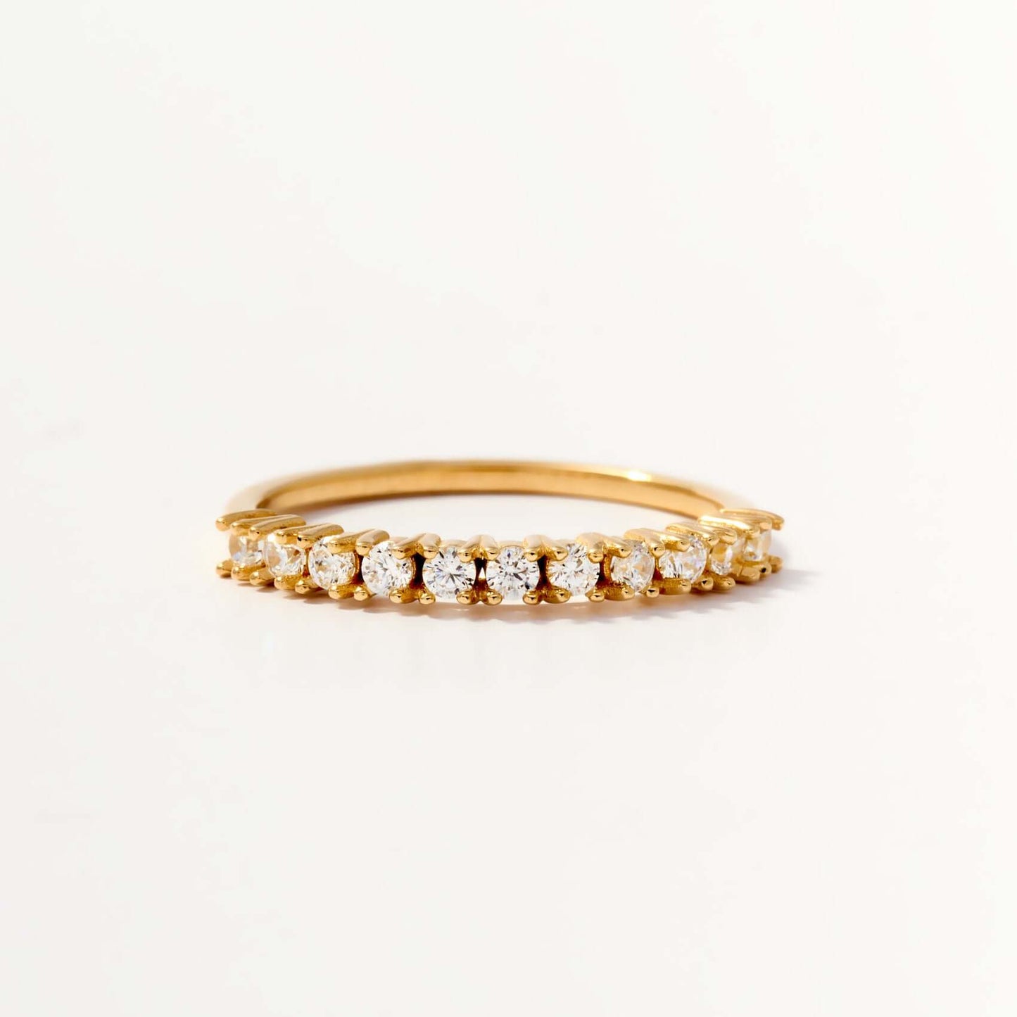 Birthstone Half Eternity Band Ring in 14K Solid Gold