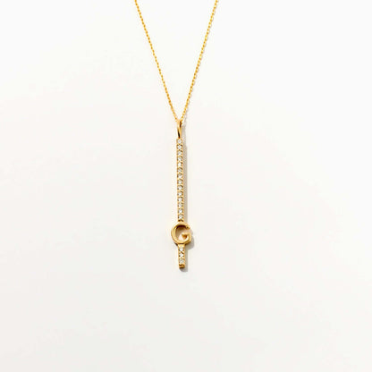 Custom Initial Vertical Bar Necklace in 14K Solid Gold