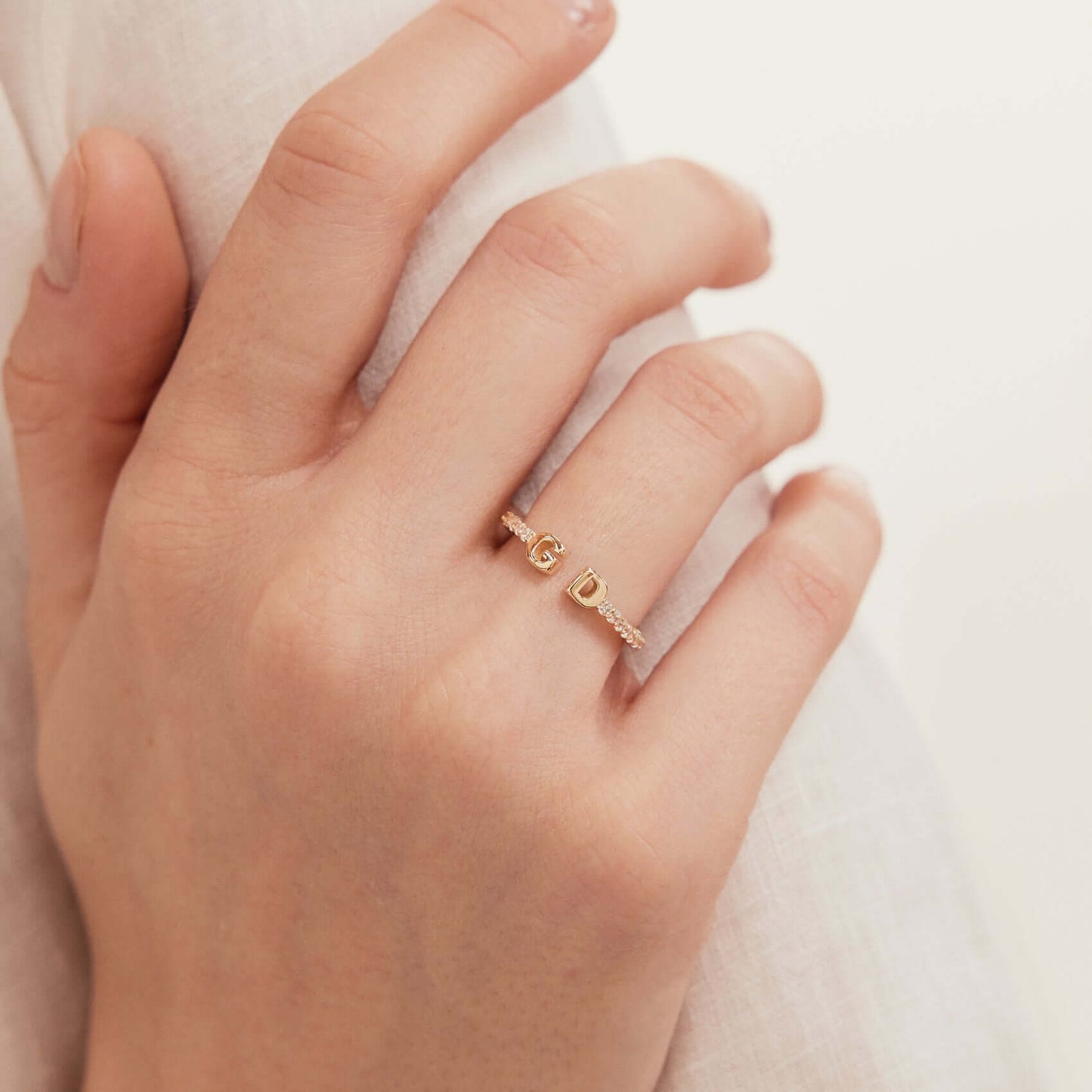 Custom Two Initial Eternity Ring in 14K Gold