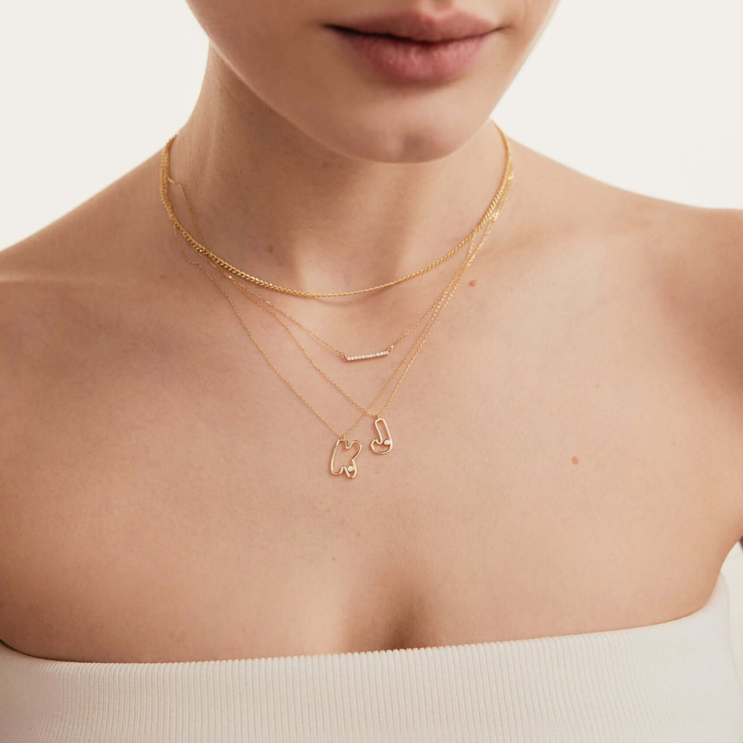 Diamond Bubble Initial Necklace