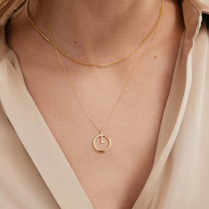 Diamond Circle Necklace in 14K Solid Gold