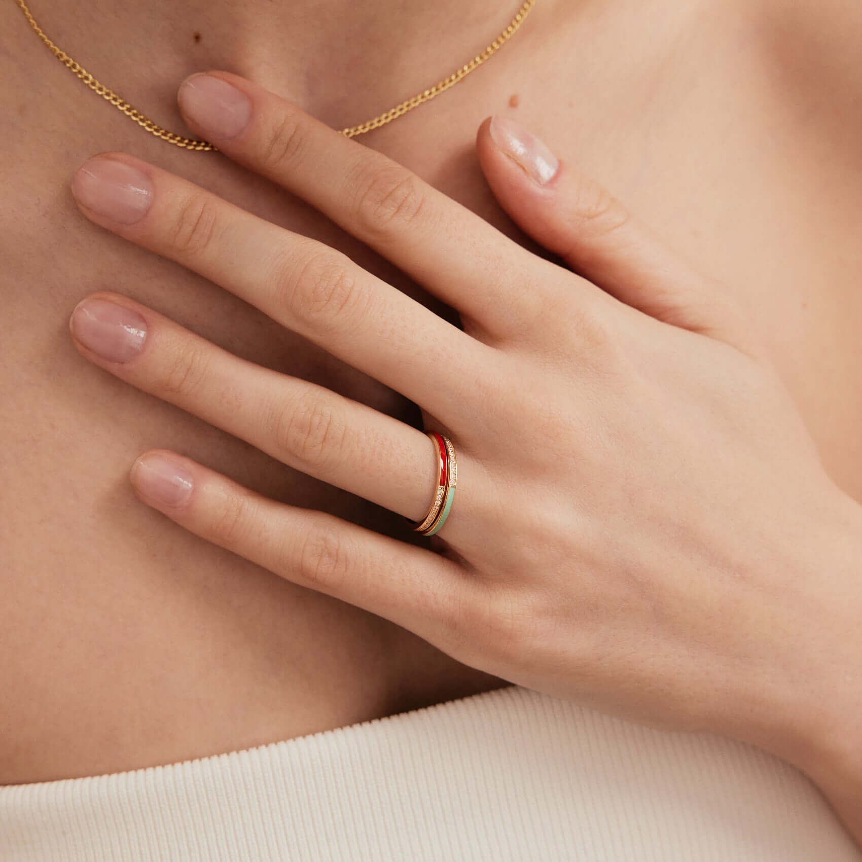 Diamond Enamel Eternity Ring