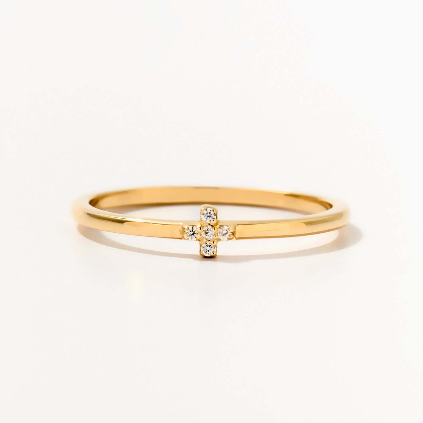 Diamond Pave Cross Ring in 14K Solid Gold