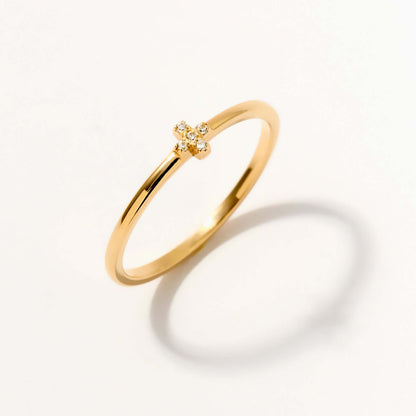 Diamond Pave Cross Ring in 14K Solid Gold