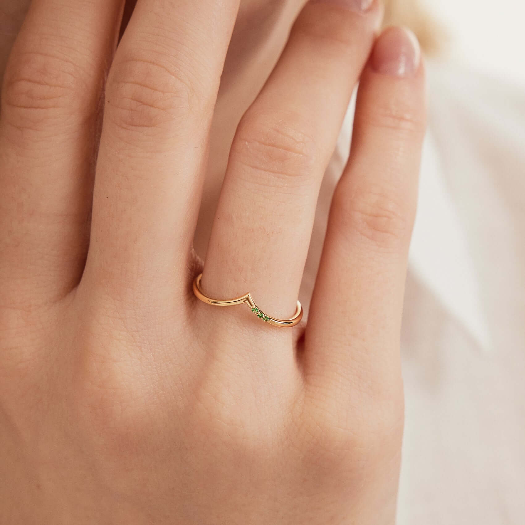 Emerald Chevron Ring