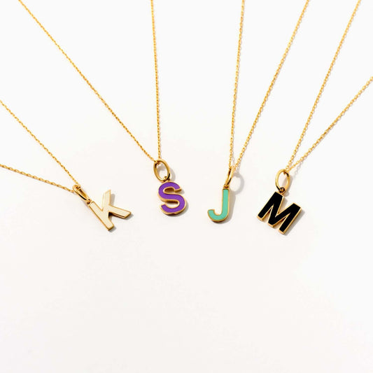 Enamel Initial Necklace