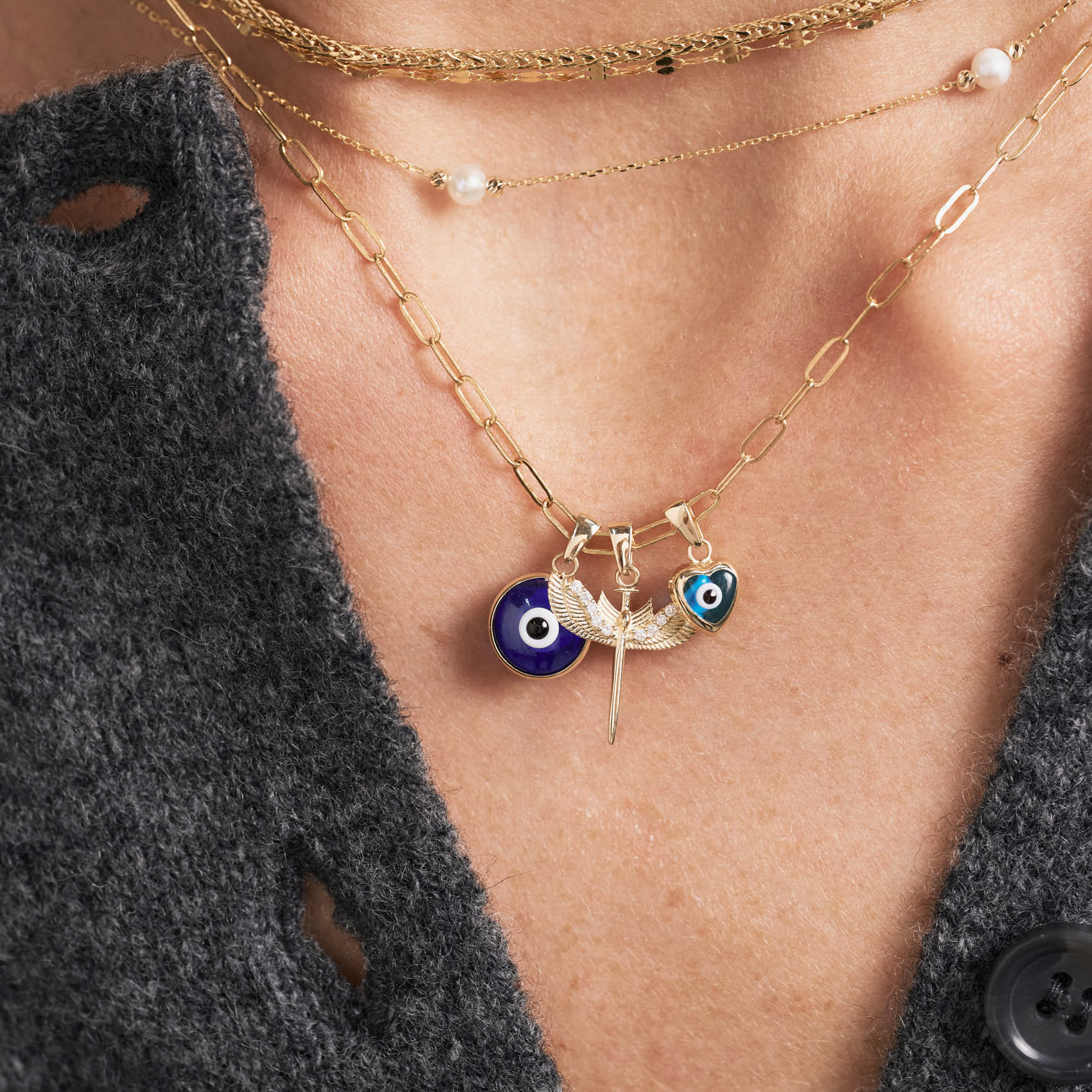 Heart Evil Eye Charm