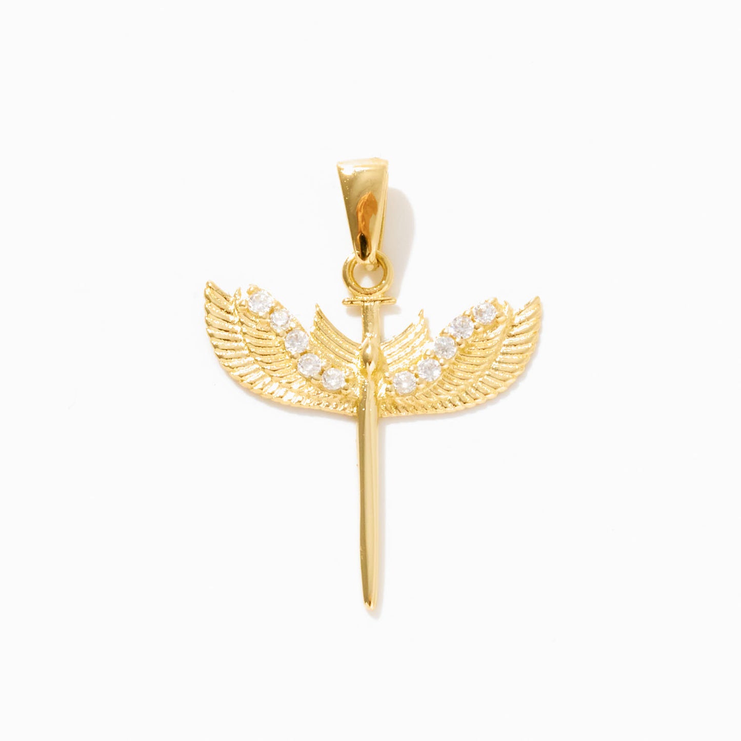 Winged Sword Charm in 14k Solid Gold