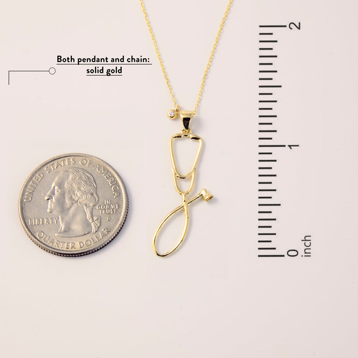 14k Yellow Gold Medical Stethoscope 3D Pendant Charm - Made In USA, Surano Design