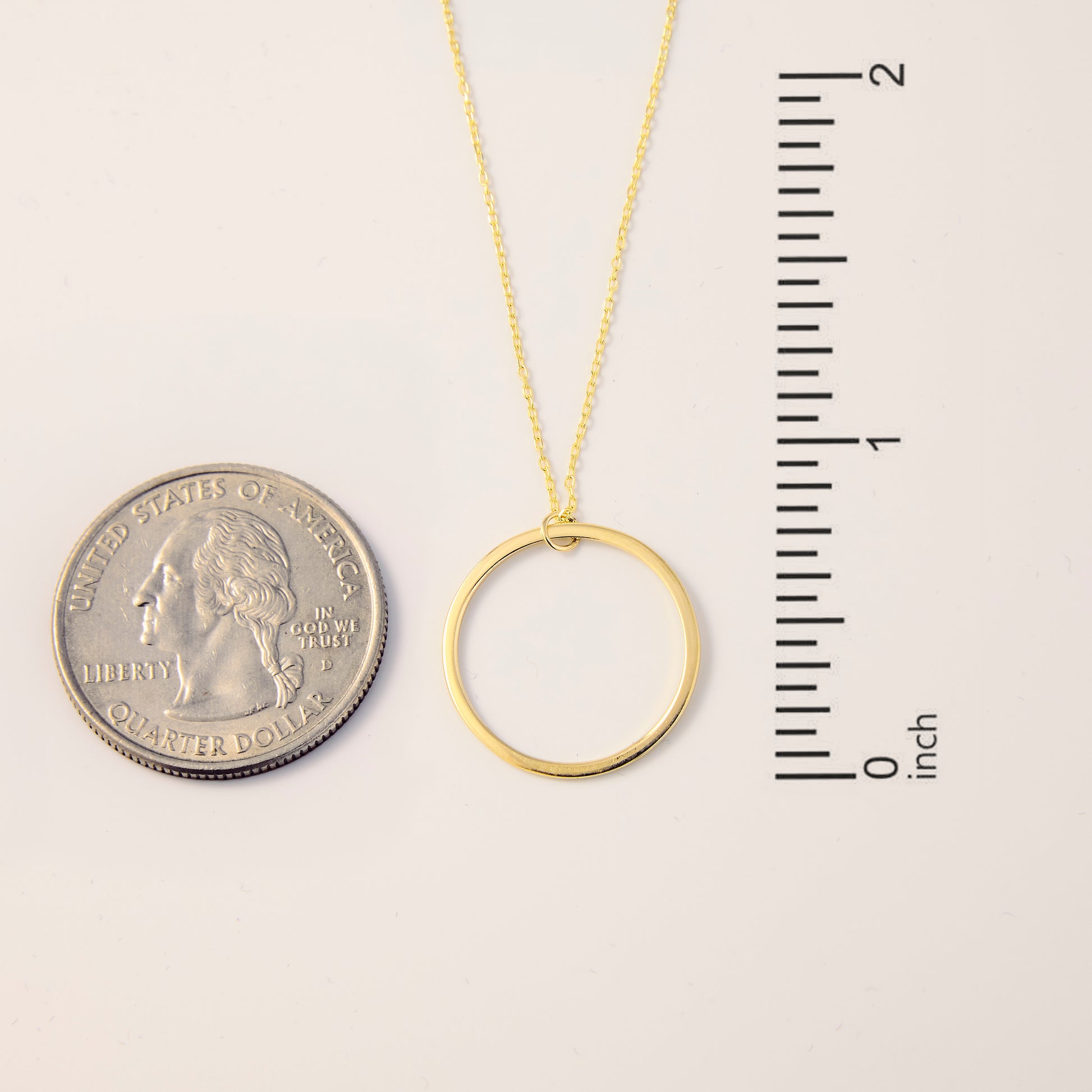 Gelin 14K Solid Gold Open Circle Necklace Circle Pendant