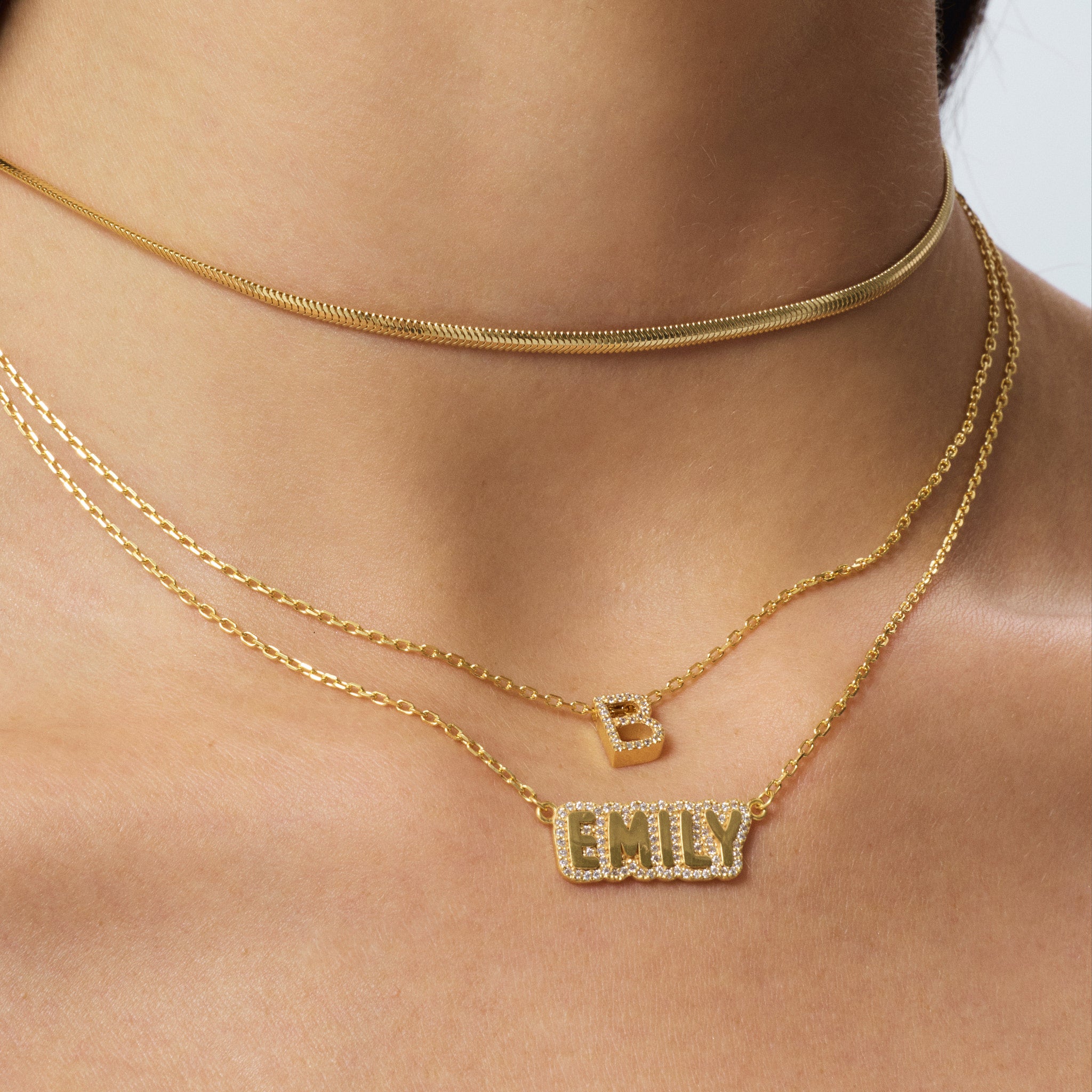 Diamond Custom Bubble Name Necklace