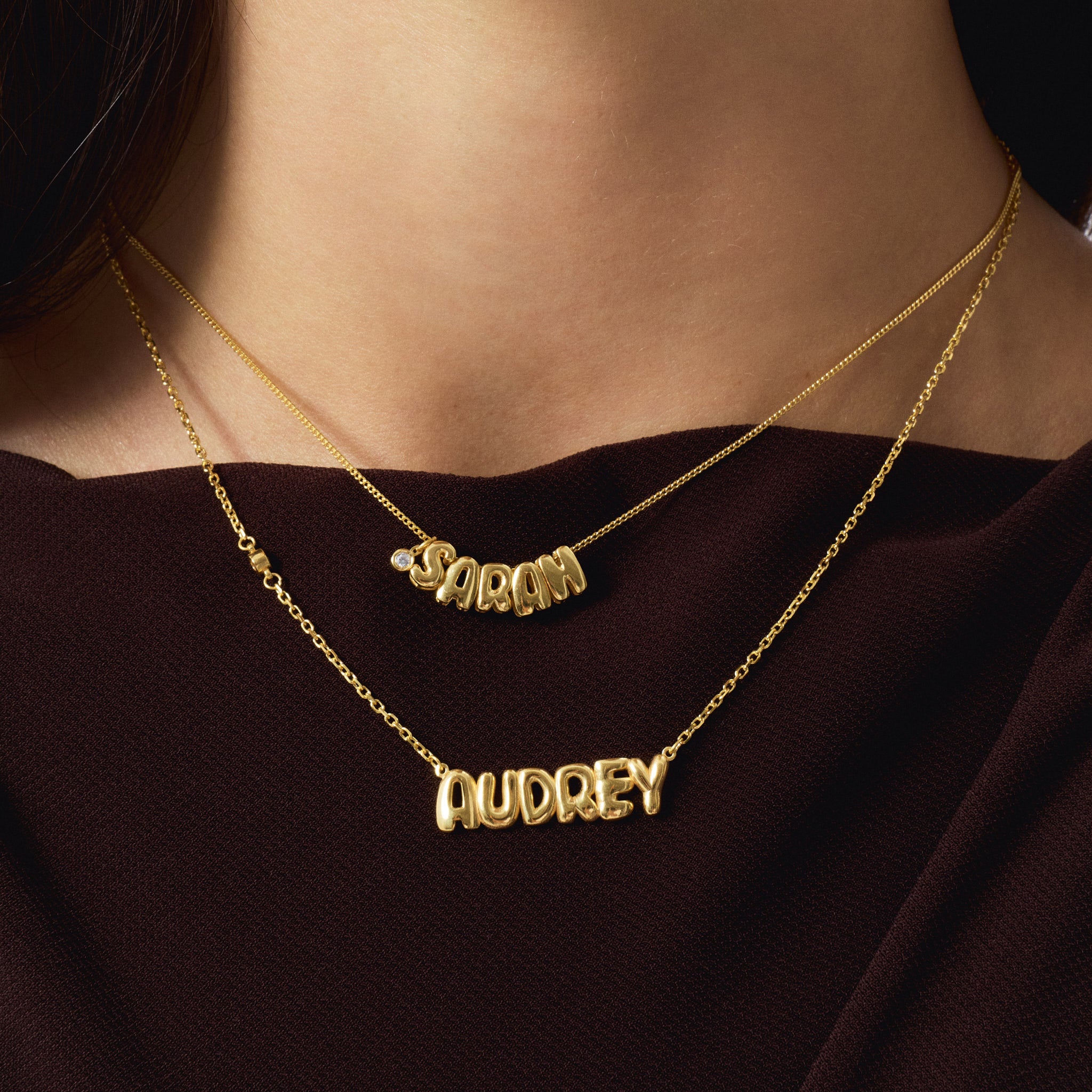 Diamond Bubble Name Necklace