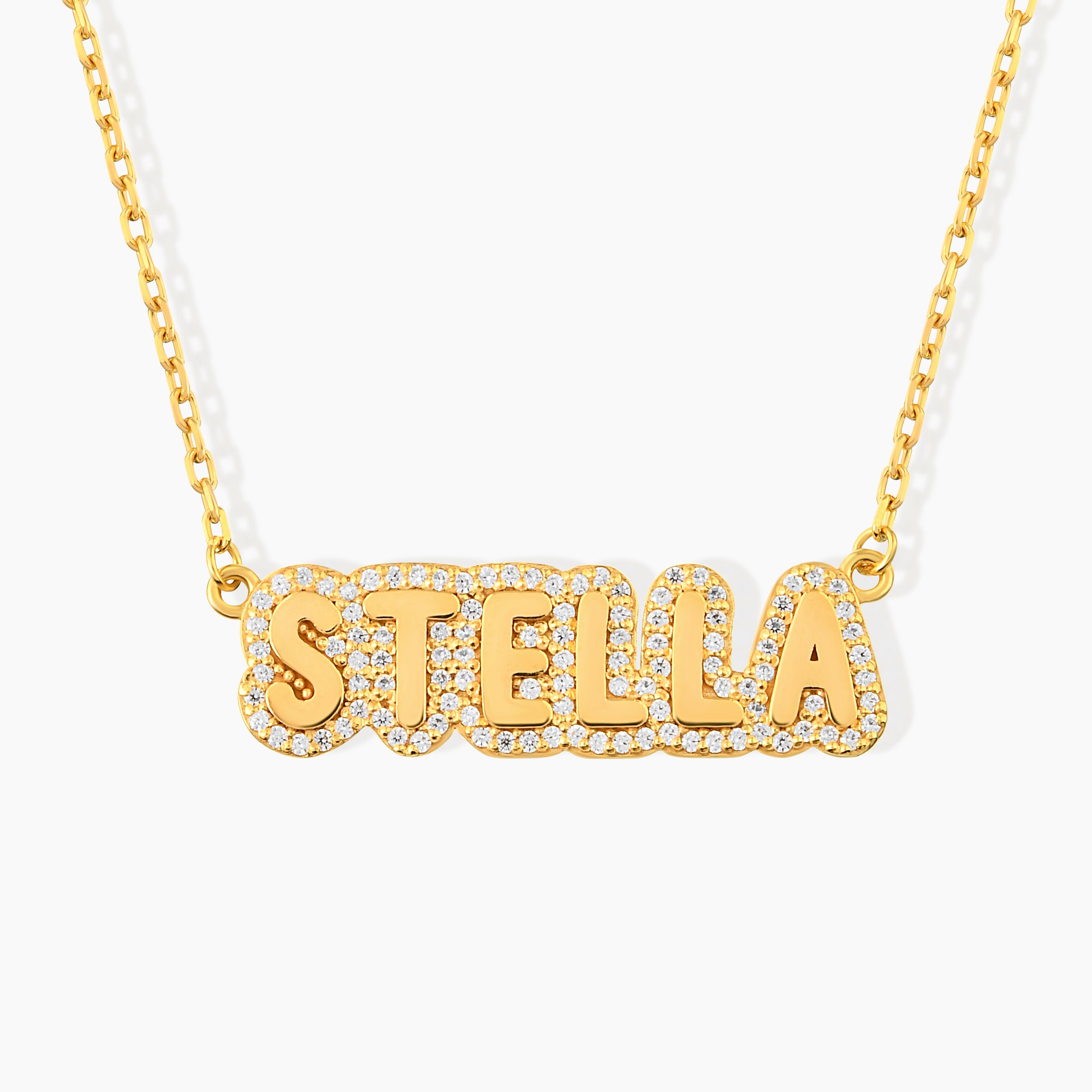 Diamond Custom Bubble Name Necklace
