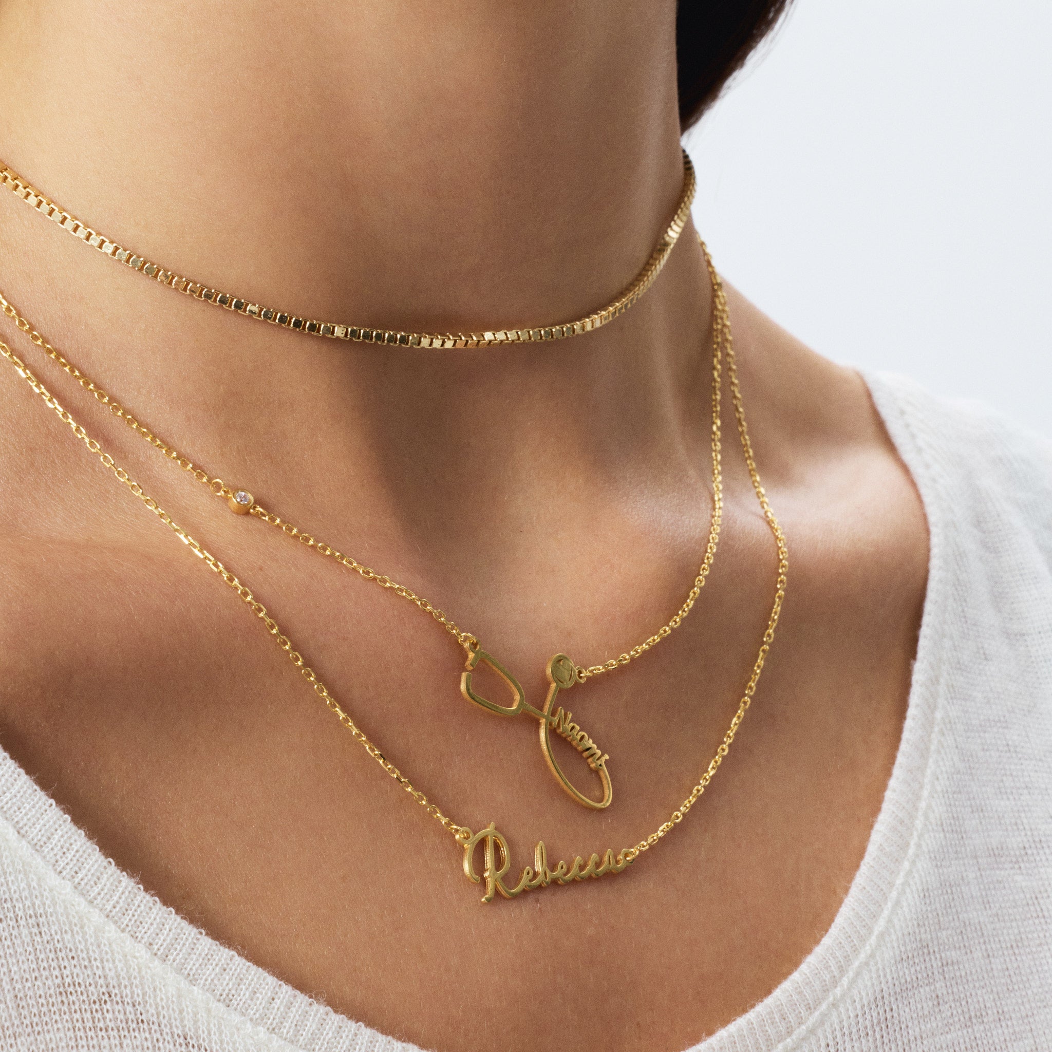 Diamond Name Stereoscope Necklace, Gifts for Doctors, Nurses