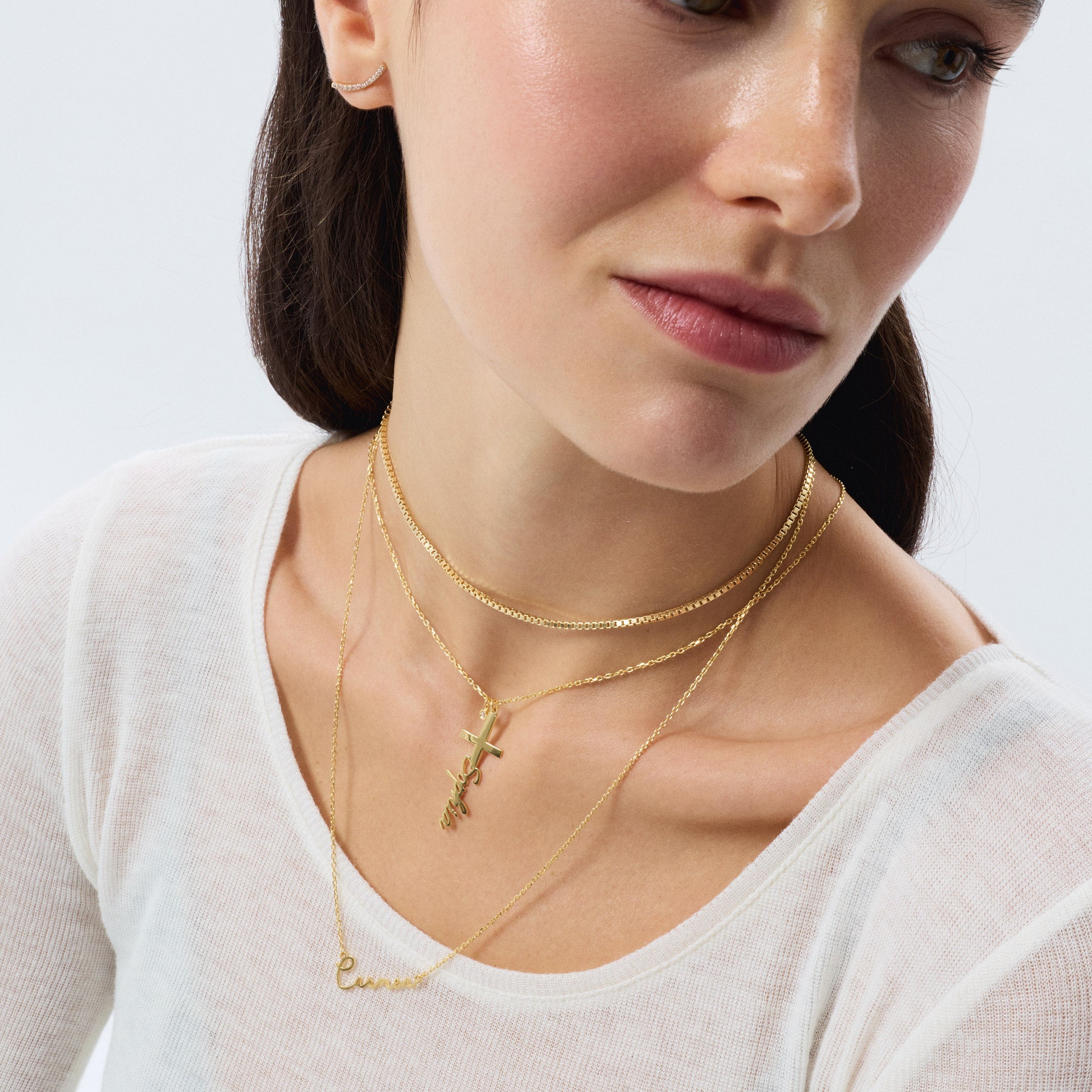 Diamond Custom Name Cross Necklace
