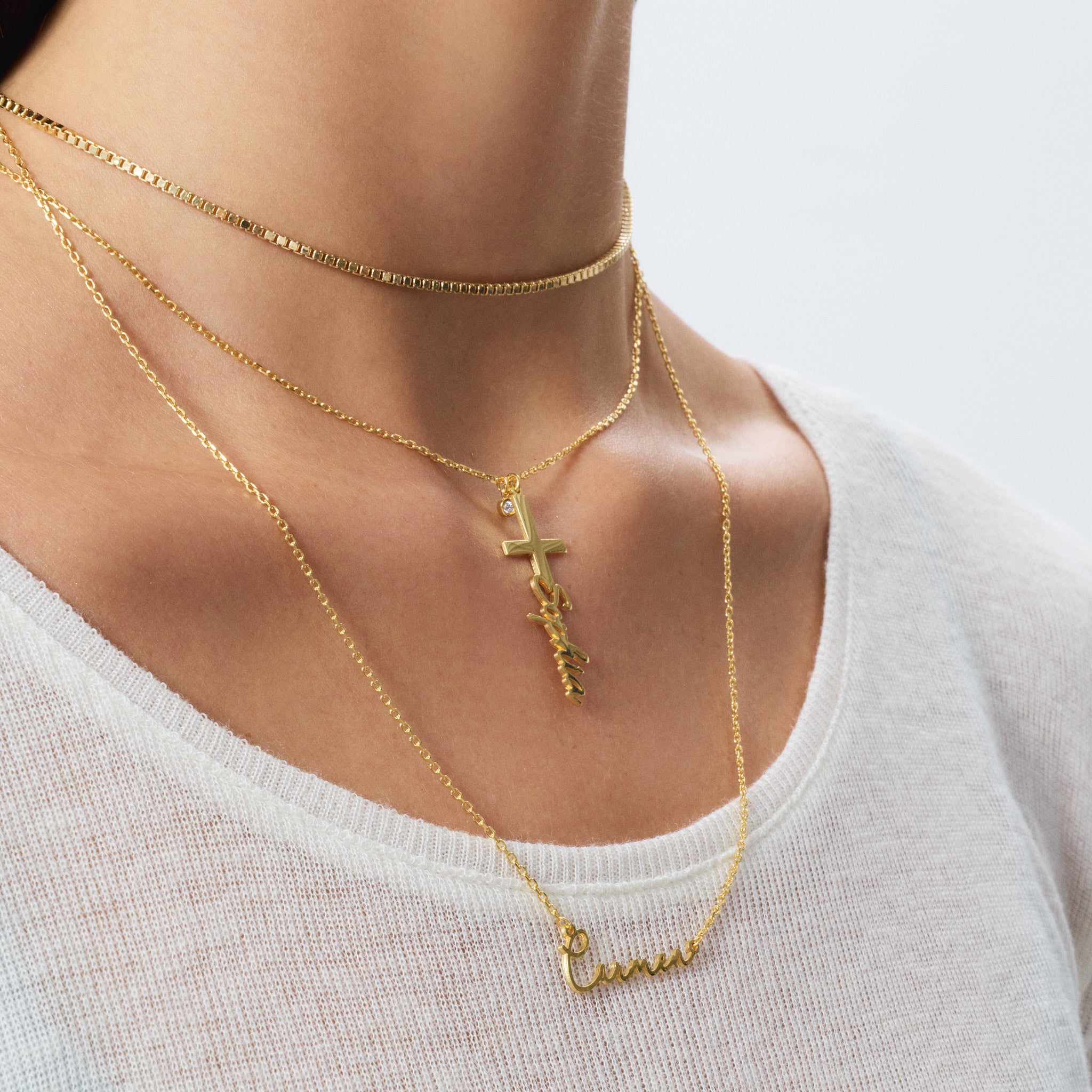 Diamond Custom Name Cross Necklace