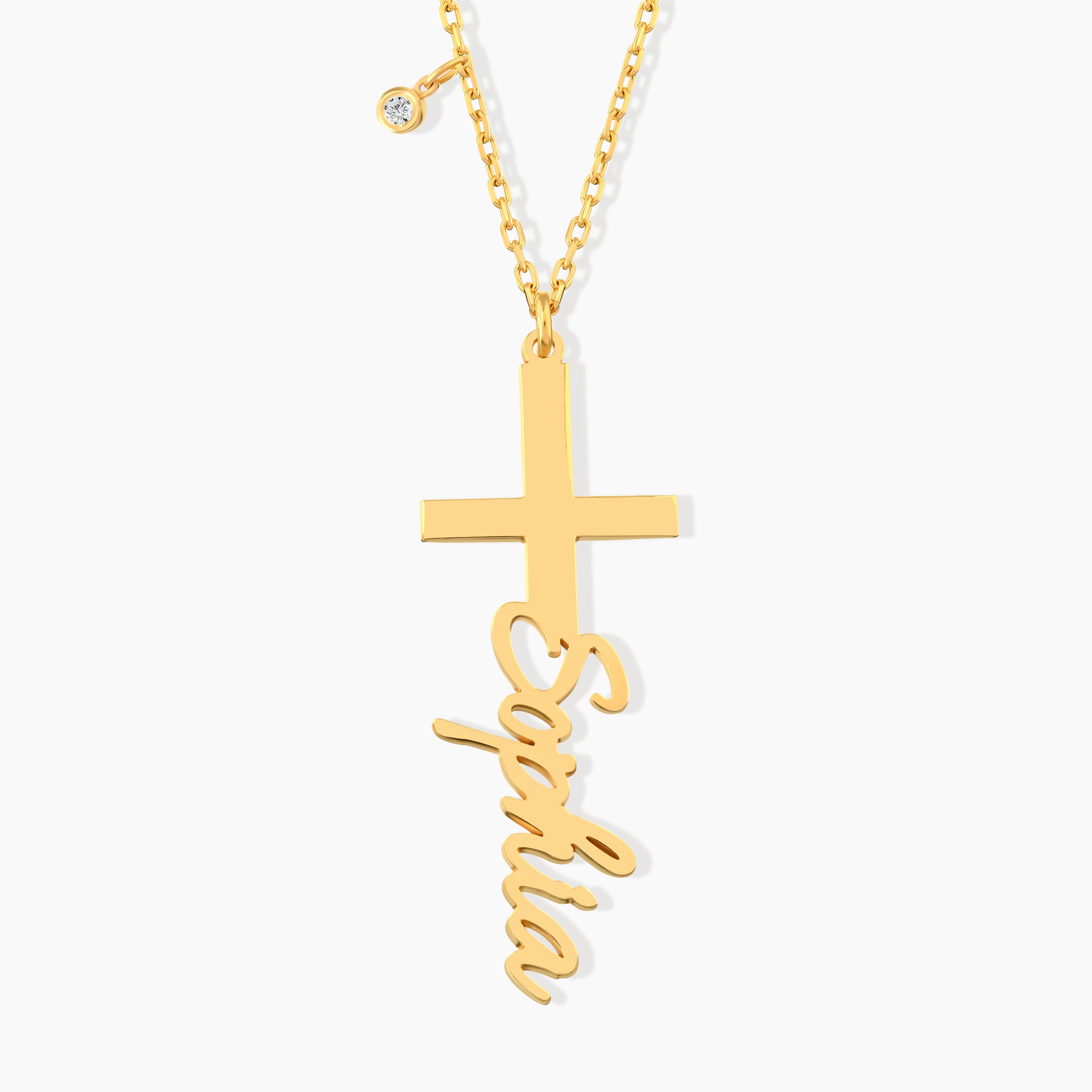 Diamond Custom Name Cross Necklace