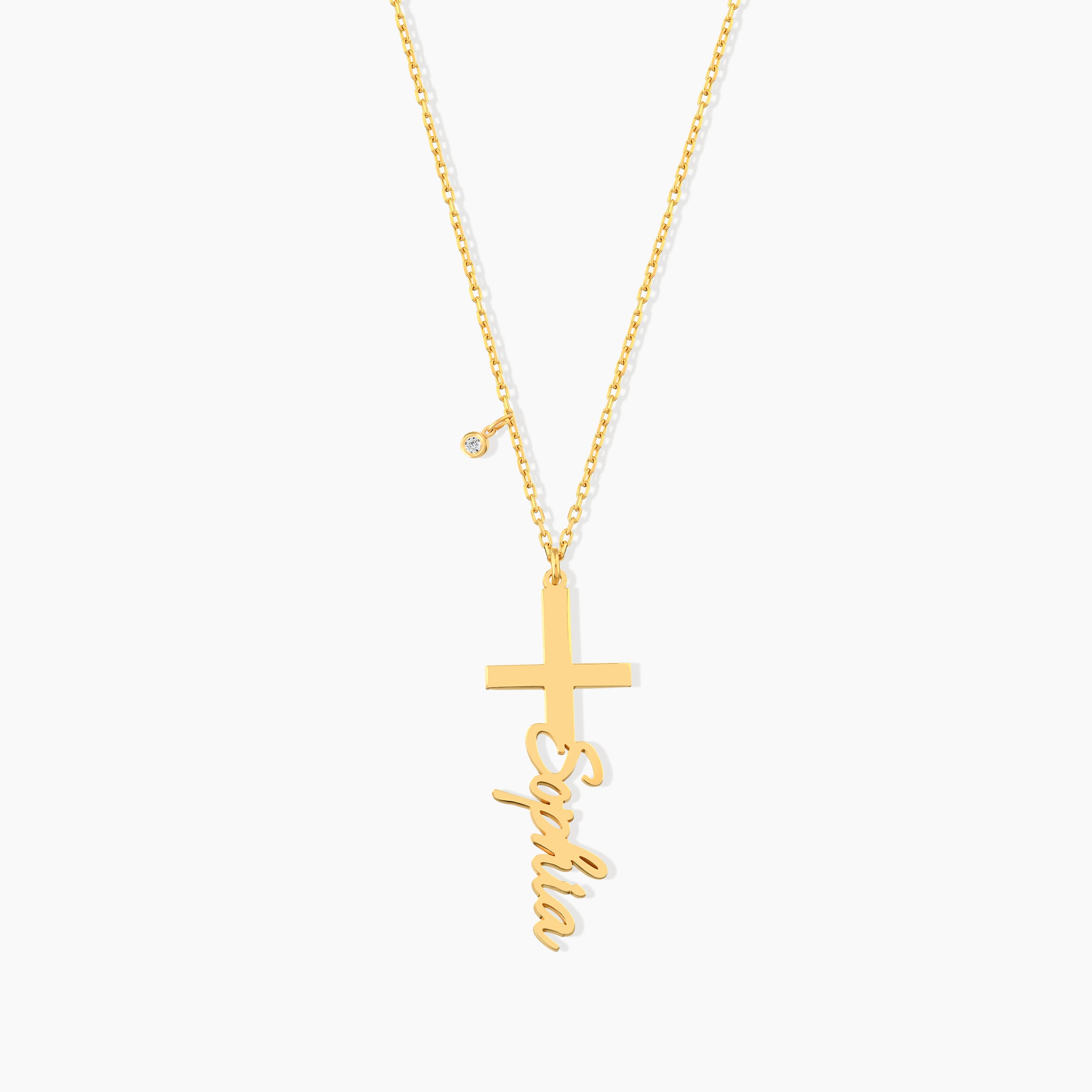 Diamond Custom Name Cross Necklace