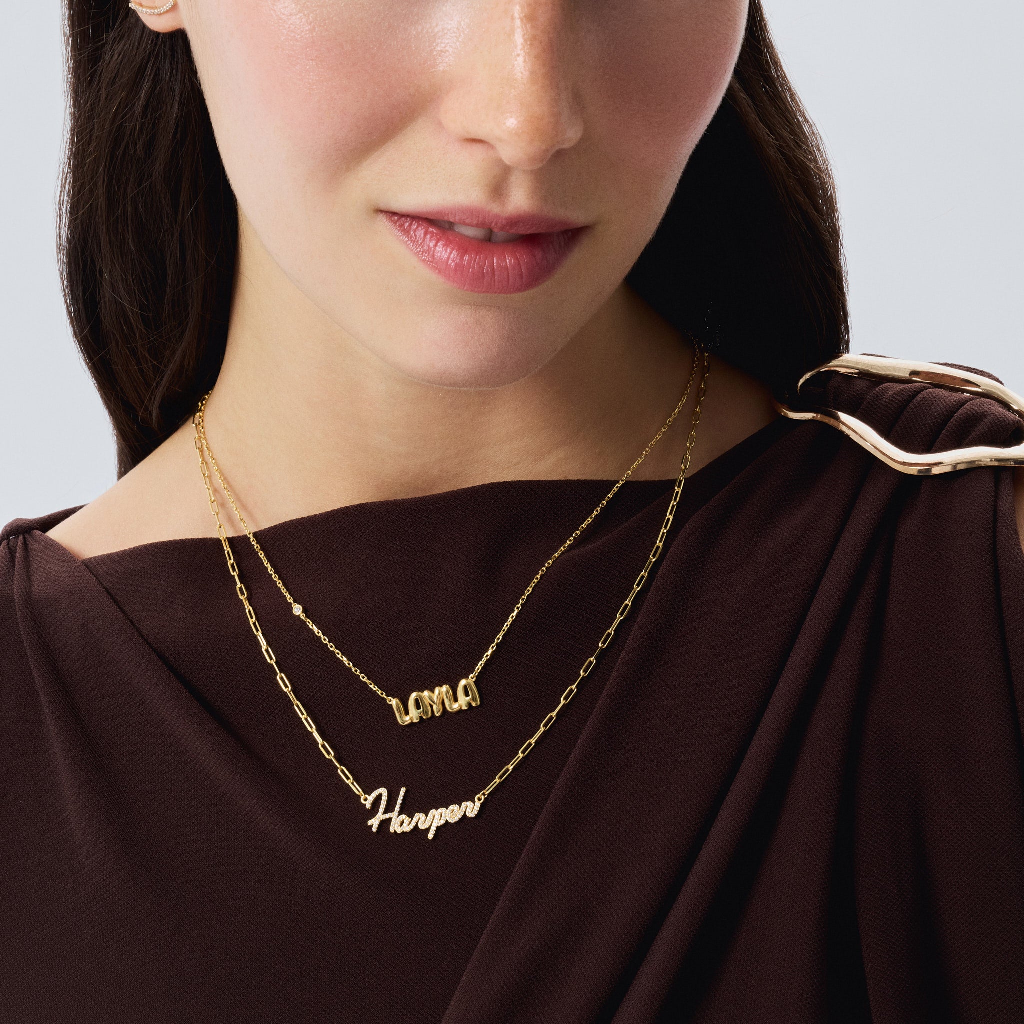 Diamond Custom Name Necklace on Paperclip Chain