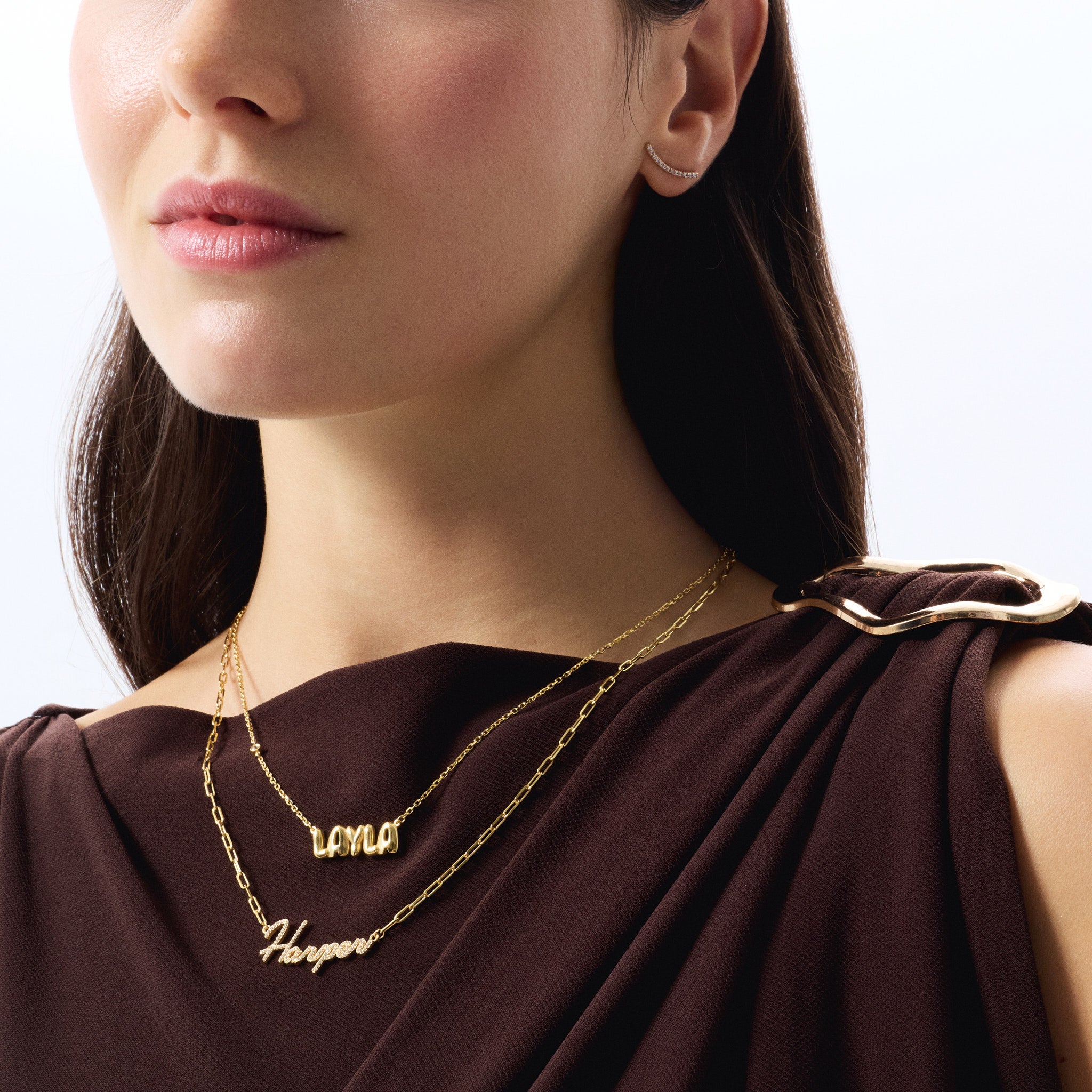 Diamond Custom Name Necklace on Paperclip Chain