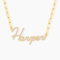 Diamond Custom Name Necklace on Paperclip Chain