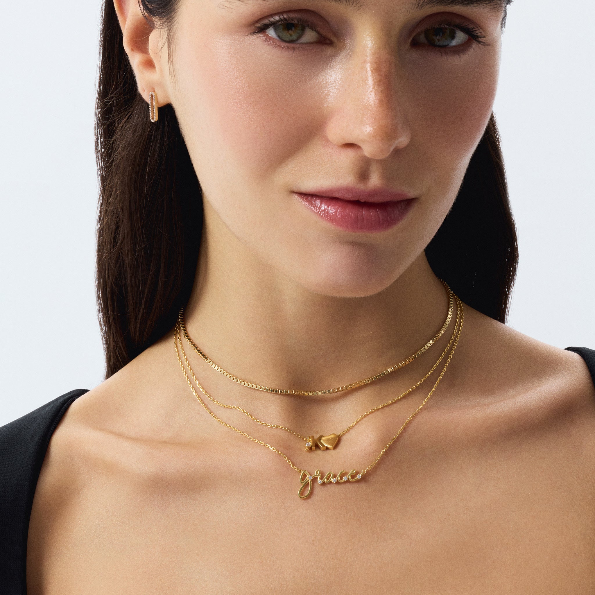 Diamond Custom Initial Necklace with Side Heart