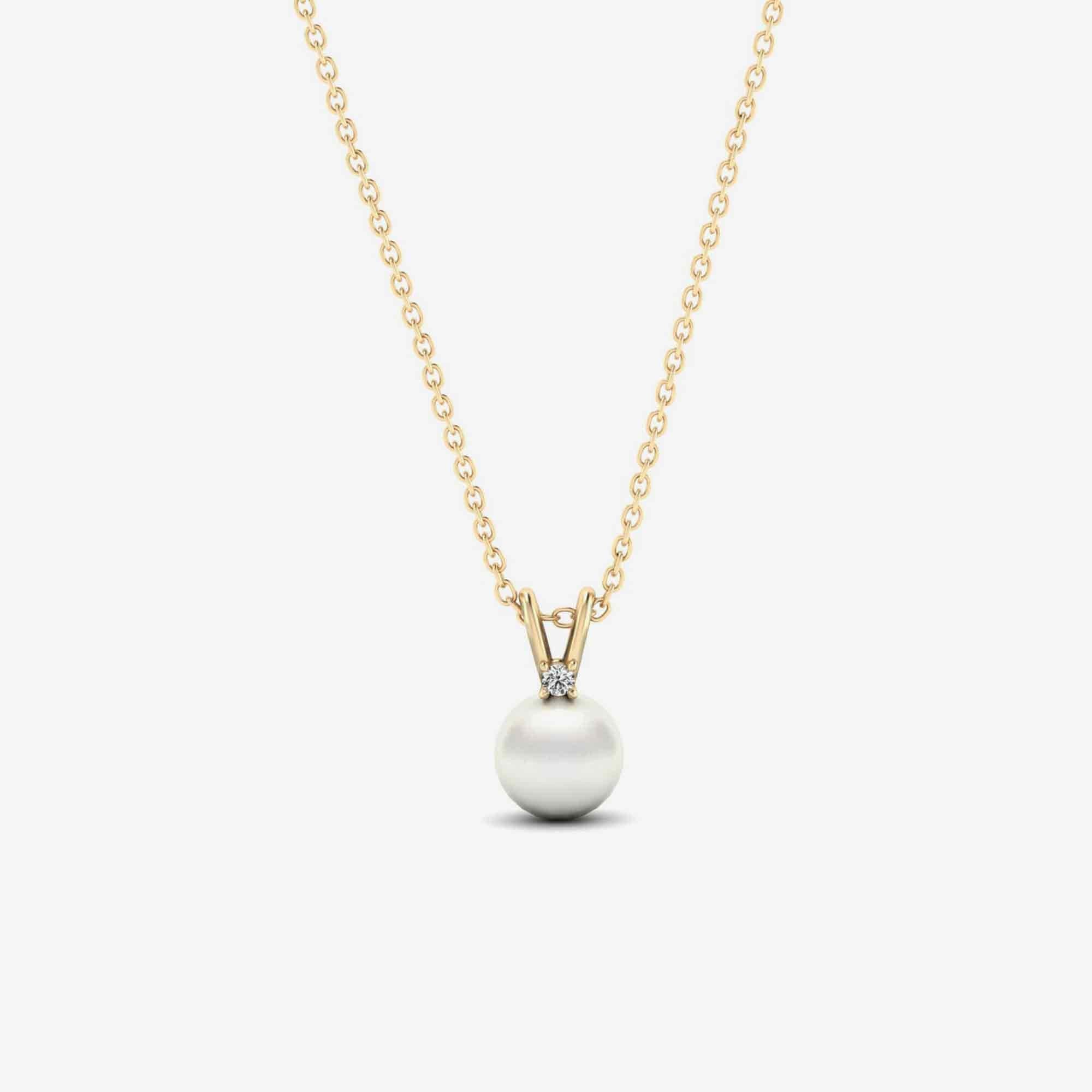 Diamond and Freshwater Cultured Pearl Pendant Necklace