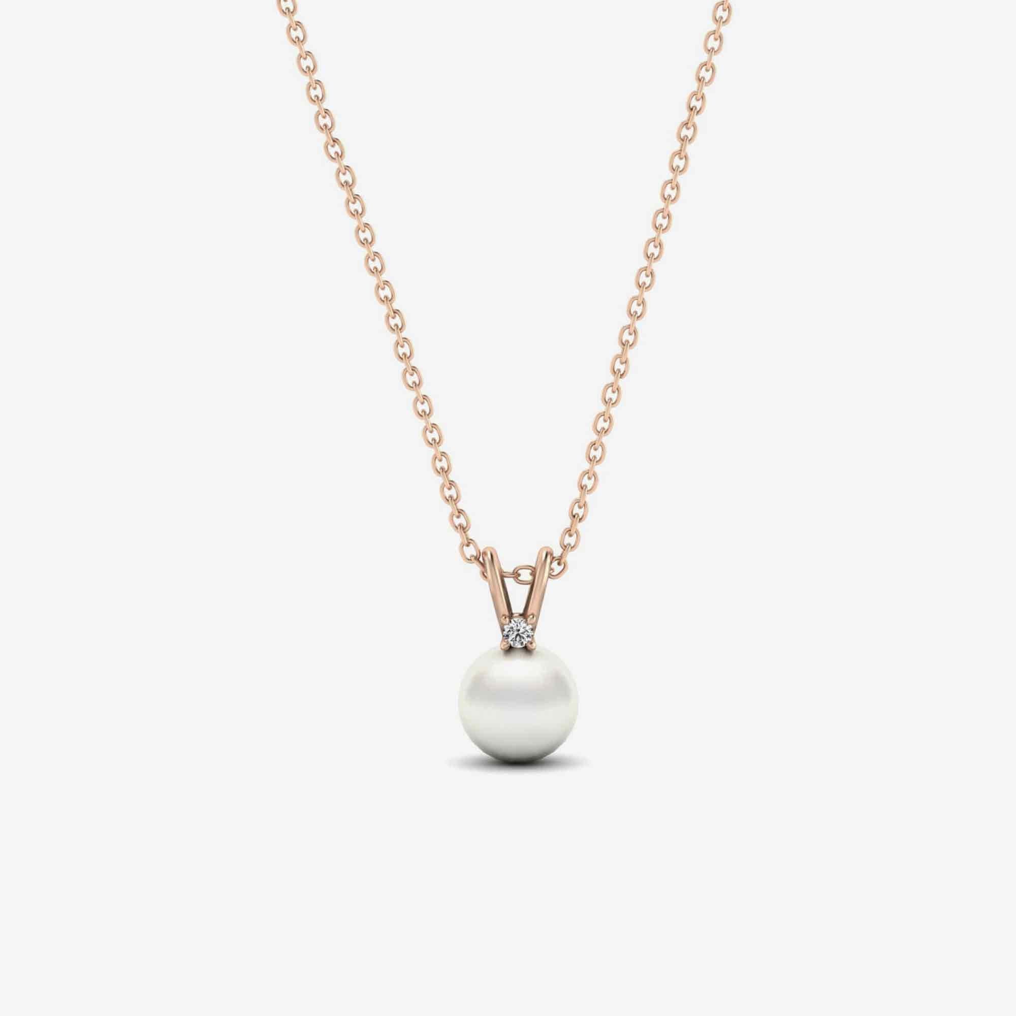 Diamond and Freshwater Cultured Pearl Pendant Necklace