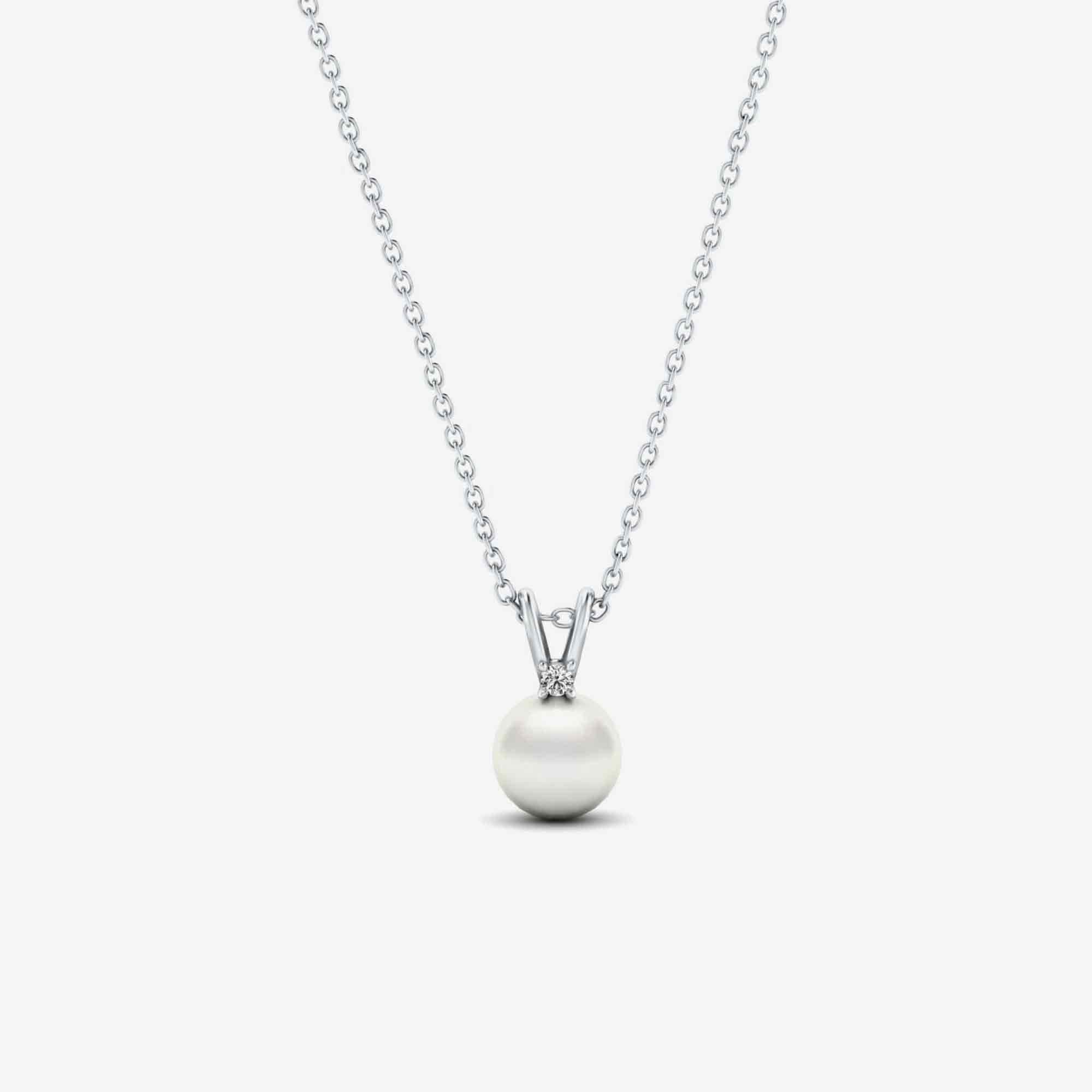 Diamond and Freshwater Cultured Pearl Pendant Necklace