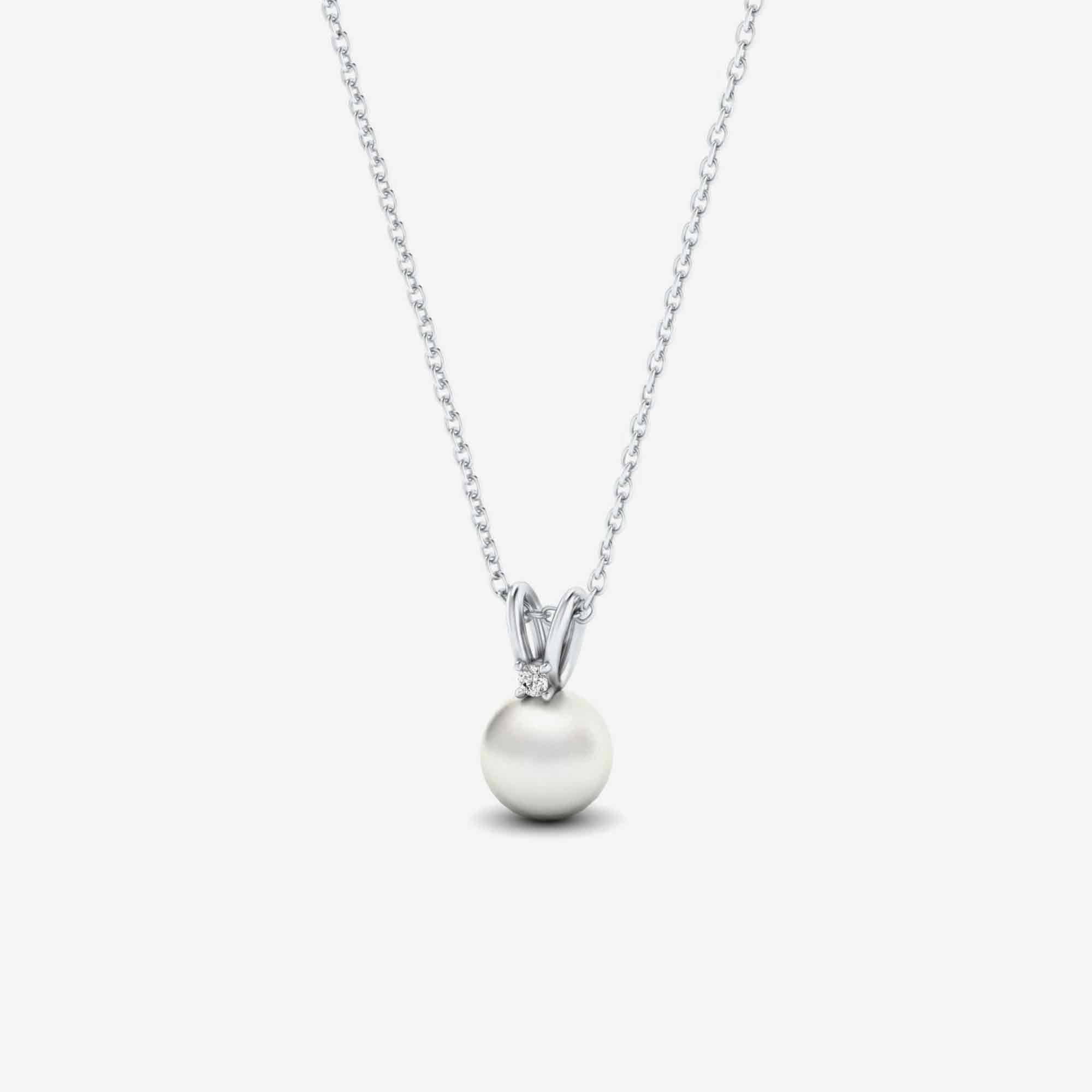 Diamond and Freshwater Cultured Pearl Pendant Necklace