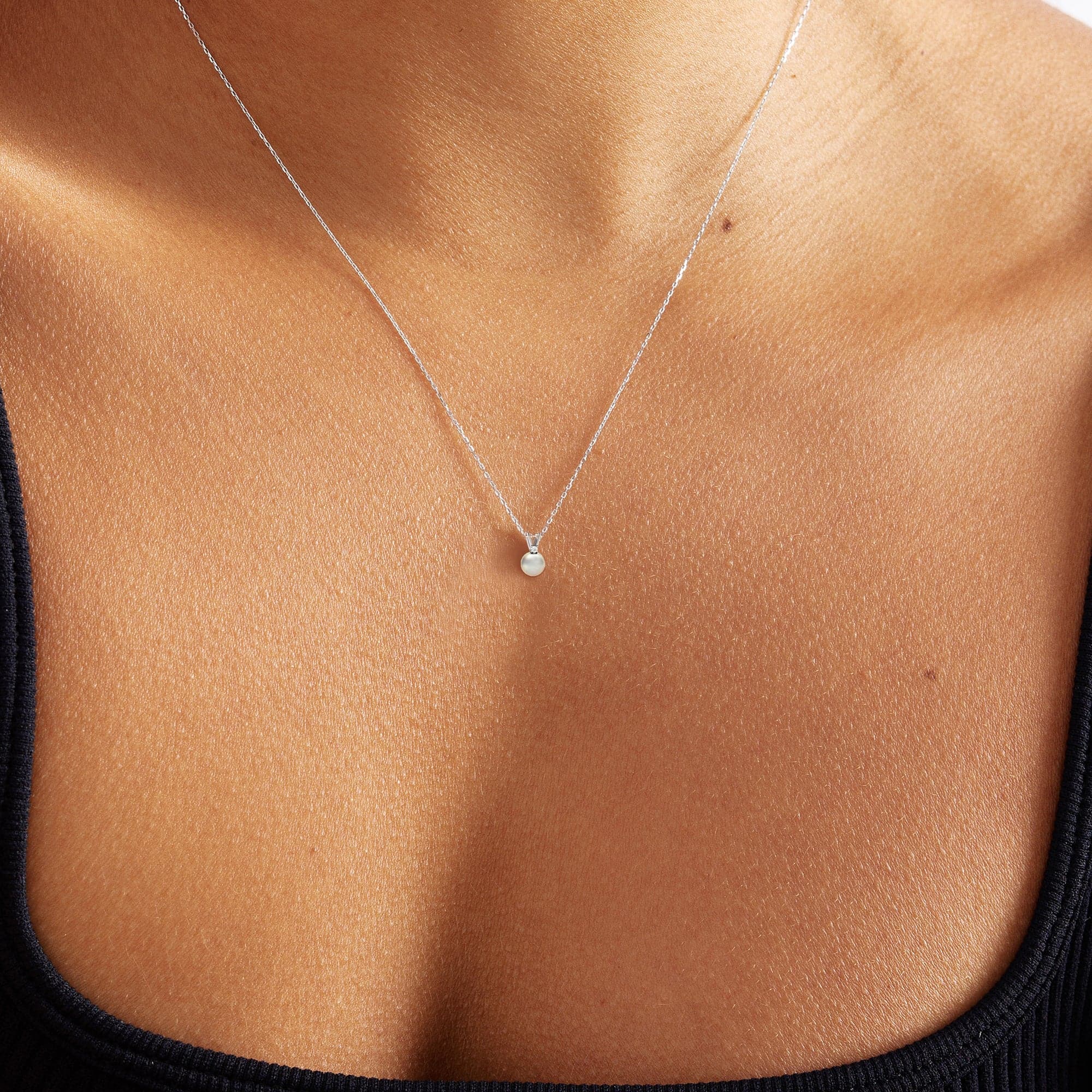Diamond and Freshwater Cultured Pearl Pendant Necklace