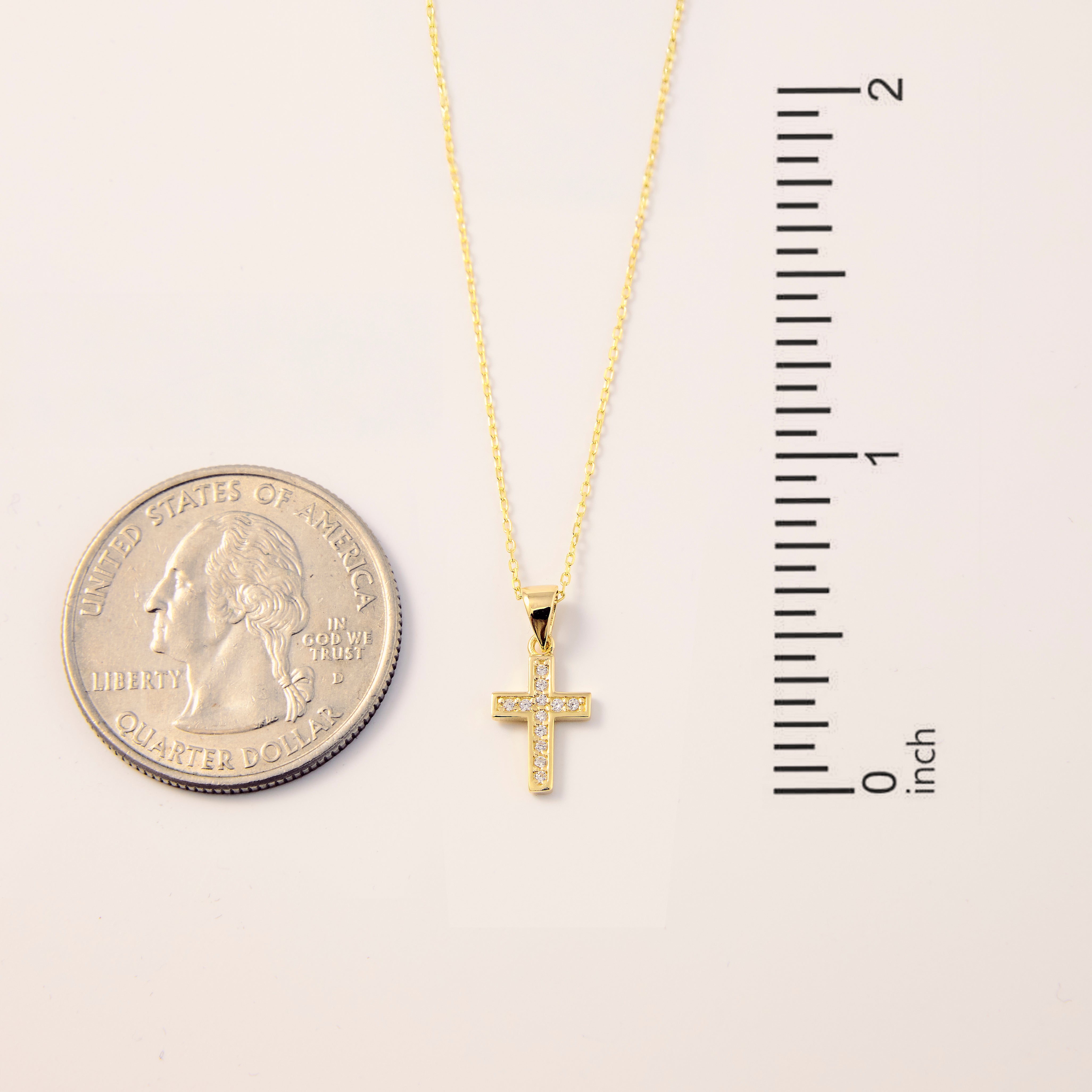 Gelin 10K Solid Gold CZ Cross Pendant Necklace | Cubic Zirconia Gelin 10K Solid Gold CZ Cross Pendant Necklace | Cubic Zirconia