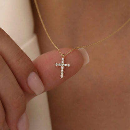 Diamond Cross Religious Necklace