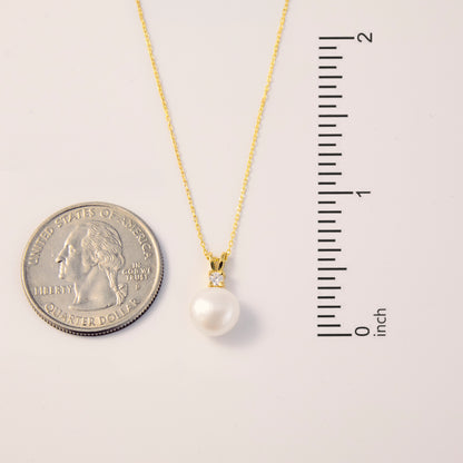 CZ and Pearl Pendant Necklace