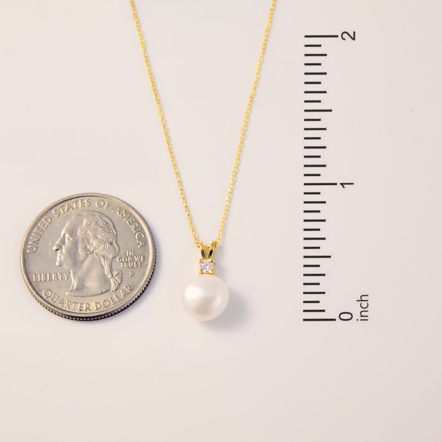 CZ and Pearl Pendant Necklace