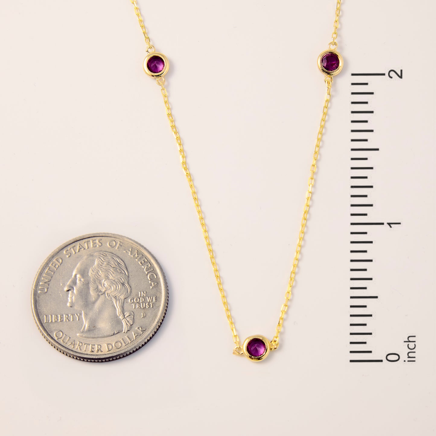 Ruby Five Stone Station Necklace