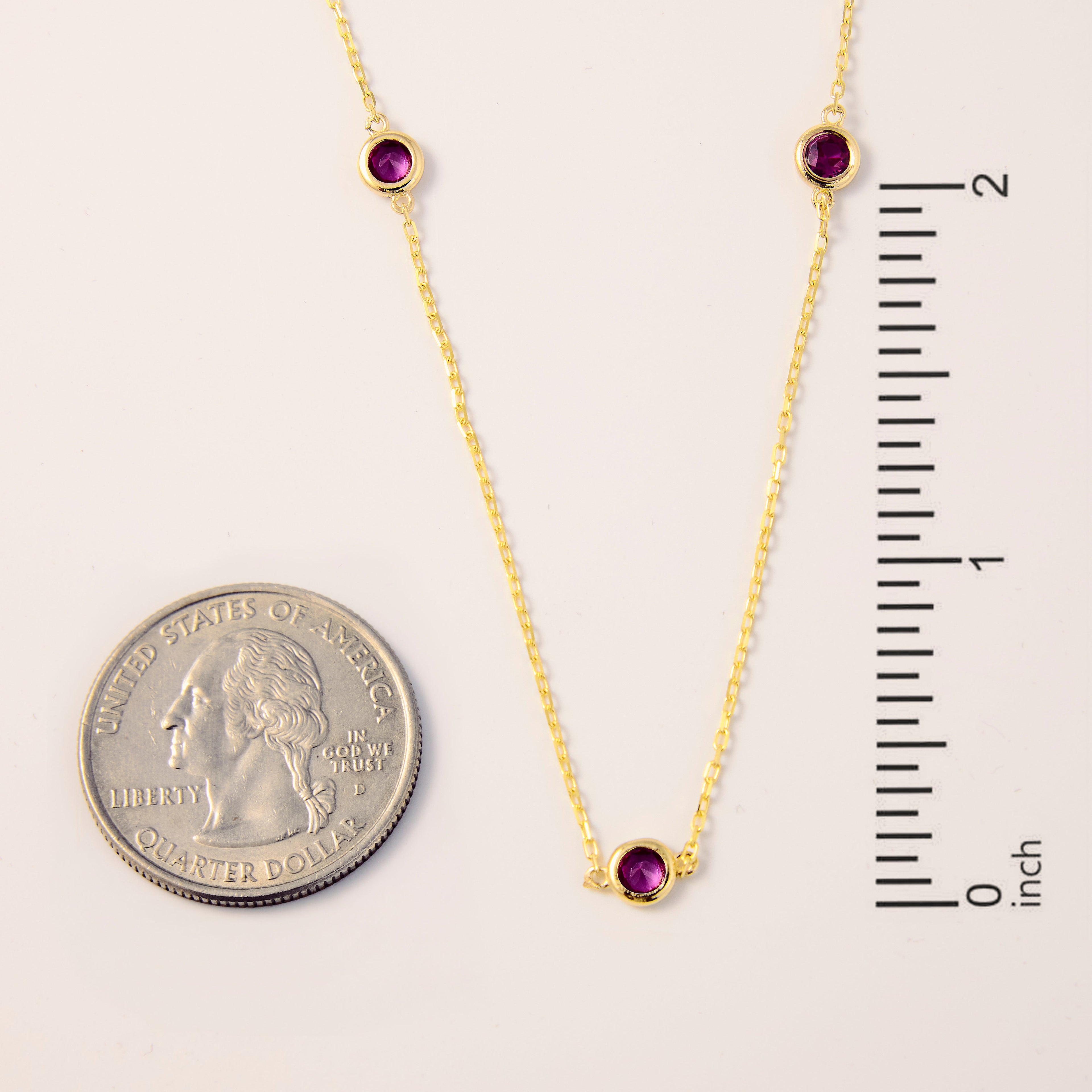 Ruby Five Stone Station Necklace