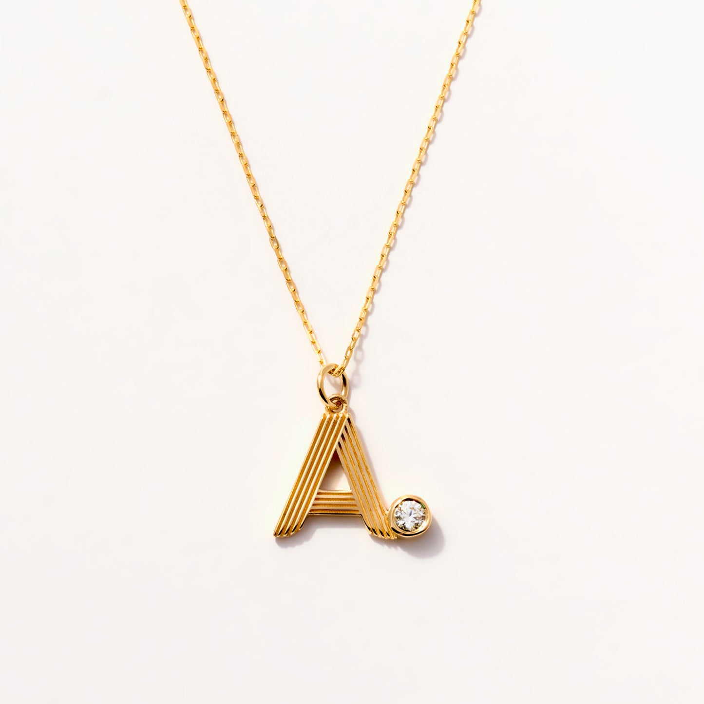 Textured Block Initial Necklace in 14K Solid Gold