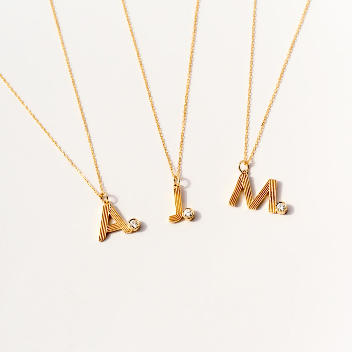 Textured Block Initial Necklace in 14K Solid Gold